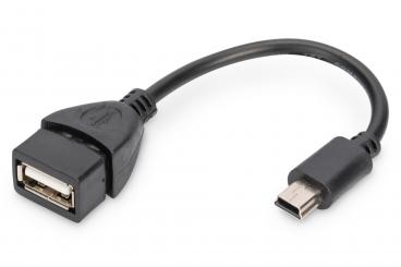 USB mini-B - USB-A adaptör/dönüştürücü, OTG, 0,2 m 