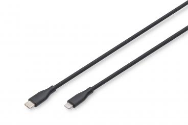 Lightning silikon bağlantı kablosu, USB-C - Lightning, 0,5 m, siyah 