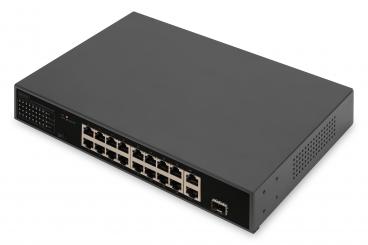 16 Bağlantı Noktalı Hızlı Ethernet PoE Anahtarı, 2 Gigabit Uplink (RJ45 / SFP) 