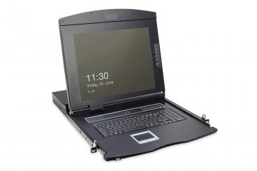 17" TFT (43,2 cm), 1 portlu KVM ve dokunmatik yüzey, Türkçe klavye ile modüler konsol 
