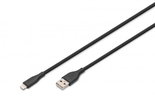 Lightning silikon bağlantı kablosu, USB-A - Lightning 1m, siyah 