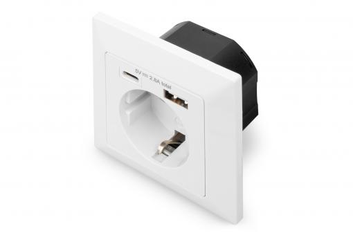 1 x USB Type-C™, 1 x USB A'ya sahip sıva altı emniyet prizi 